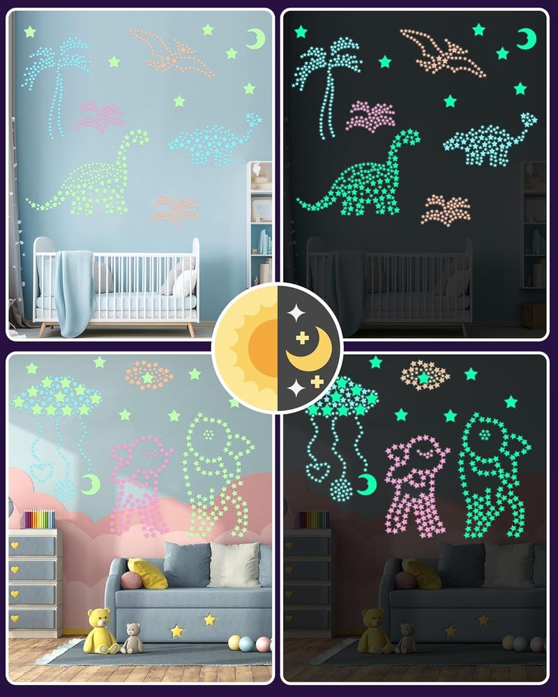 Greingways 201 Pcs Glow in The Dark Stars Stickers for Ceiling Bedroom, Stocking Stuffers for Kids Ages 3-5, 4-8, 8-12, Boys Girls Room Decor Wall Stickers Stocking Stuffers for Toddler-Multi - Image 3